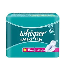 Whisper Maxi Fit L+ Wings 15 Pads