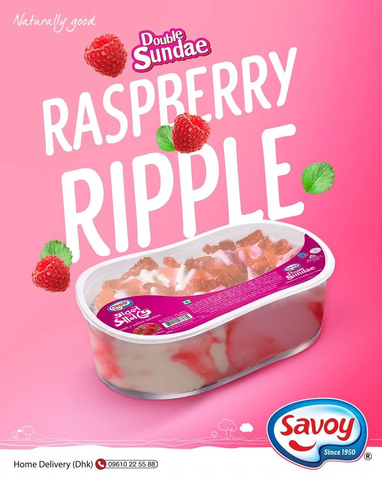 Savoy Double Sundae Strawberry & Vanilla Ice Cream 1L